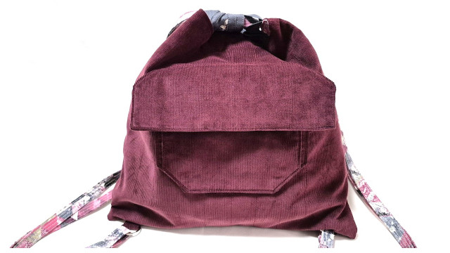 コーデュロイボルドーマチ無しリュック